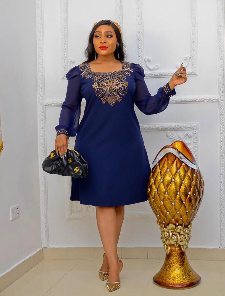 Elegant Classy Turkey Dresses 001-(Navy Blue)