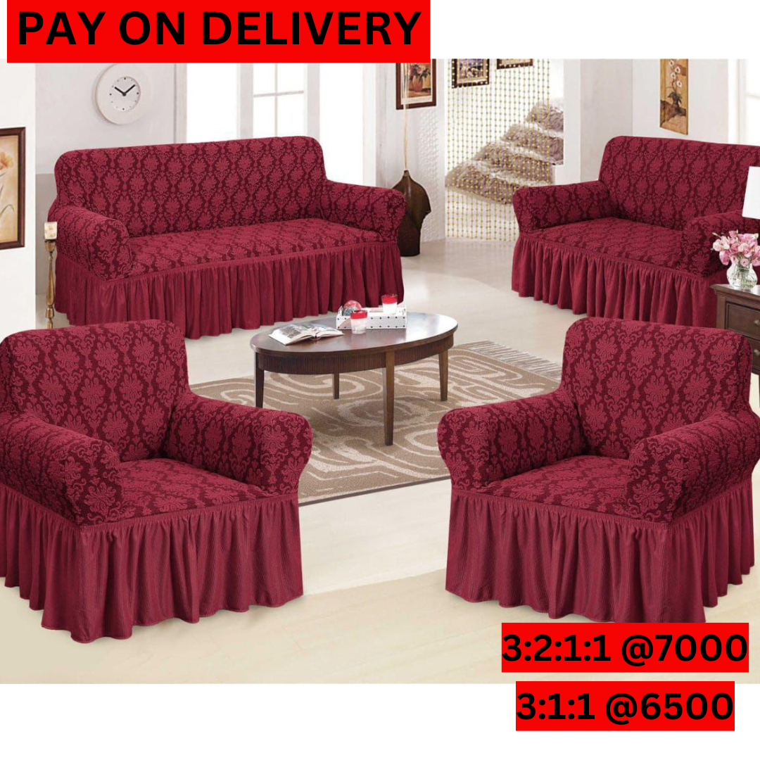 Jacquard Sofa Cover(3:1:1-Maroon)
