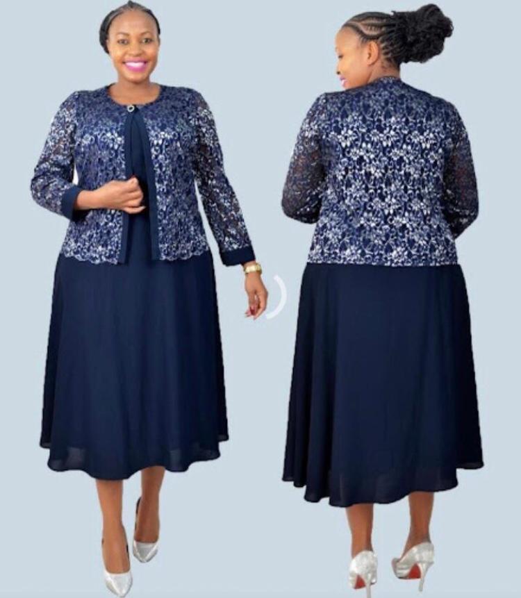 Elegant Classy Turkey Dresses 006-(Navy Blue)